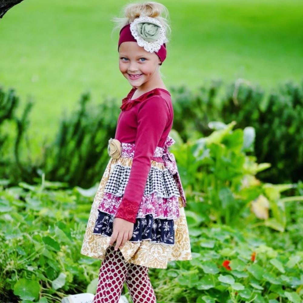 Giggle Moon Ruby & Flowers Ruffle Dress